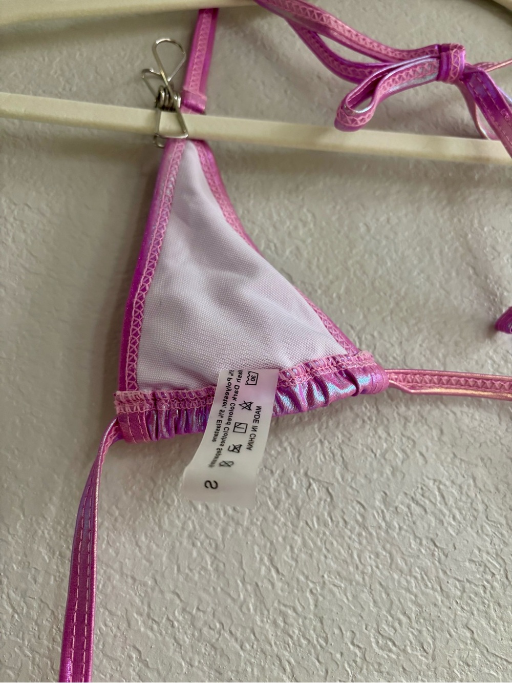 Pink Metallic Triangle Bikini Top - Picture 6 of 6